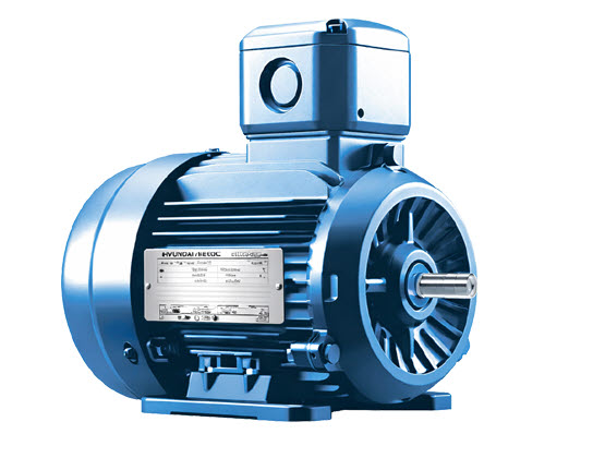 현대일렉트릭 0.75kW 모터 B3 수평형 IE3 1HP 전동기