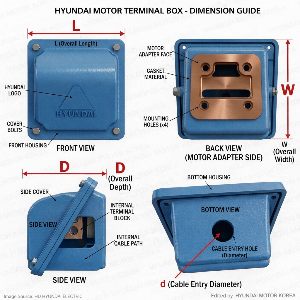 현대일렉트릭 전동기 단자박스 도면